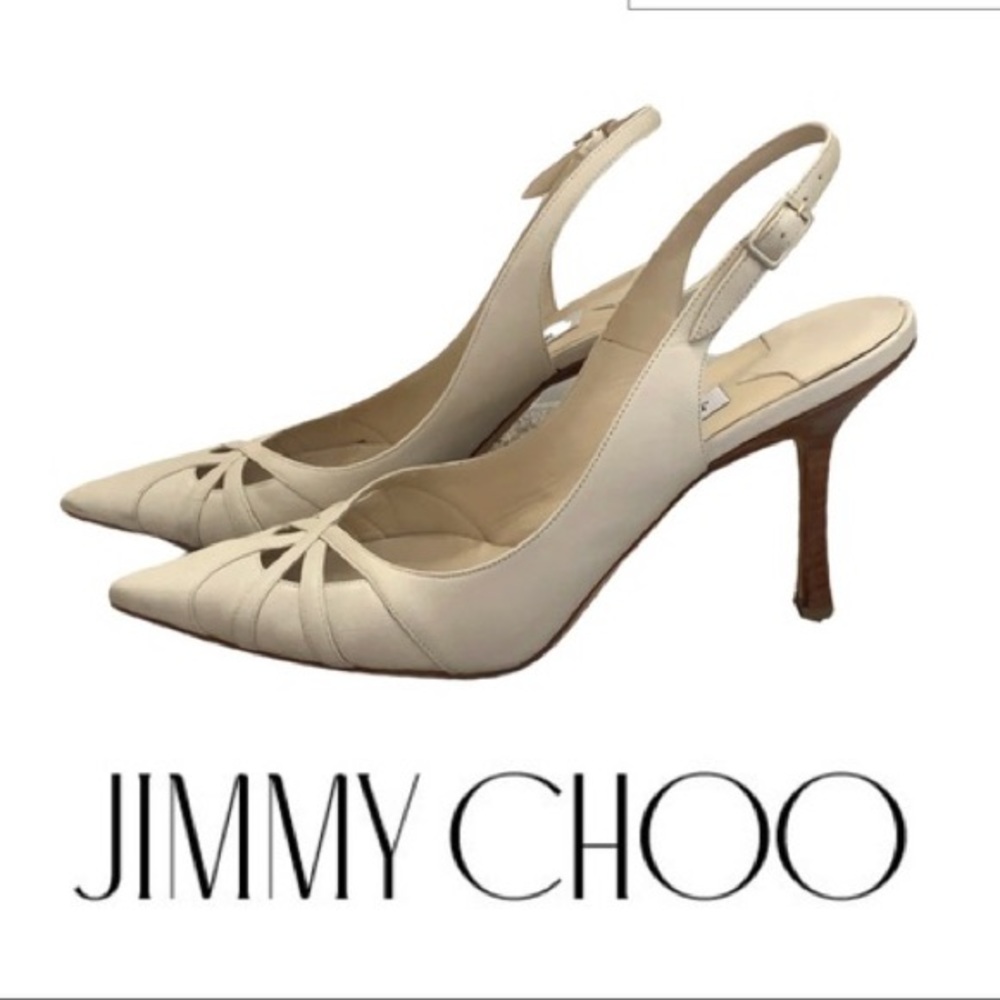 Jimmy Choo Cream Leather Pointed Toe Heels